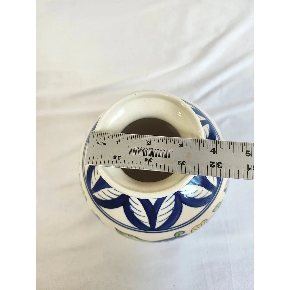 Target Market Bazaar Vintage 2003 Ceramic Vase Hand Painted Floral Blue Yellow